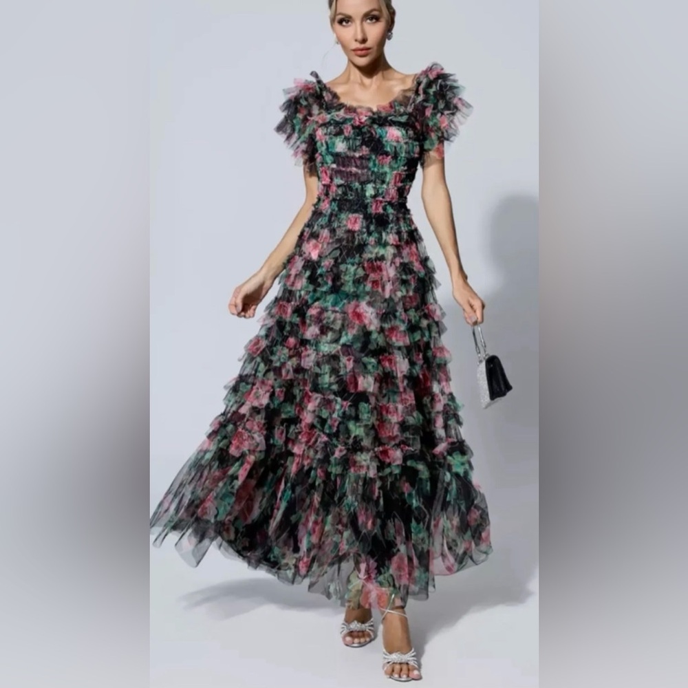 Floral Ruffle Maxi Dress